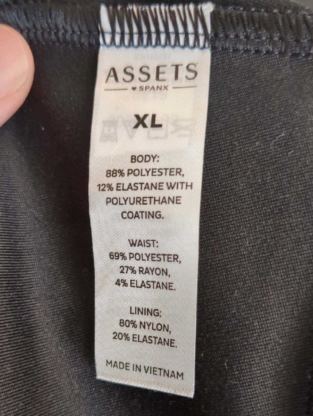 Assets By Spanx Black Faux Leather Leggings with Black Waistband - Picture 2 of 2